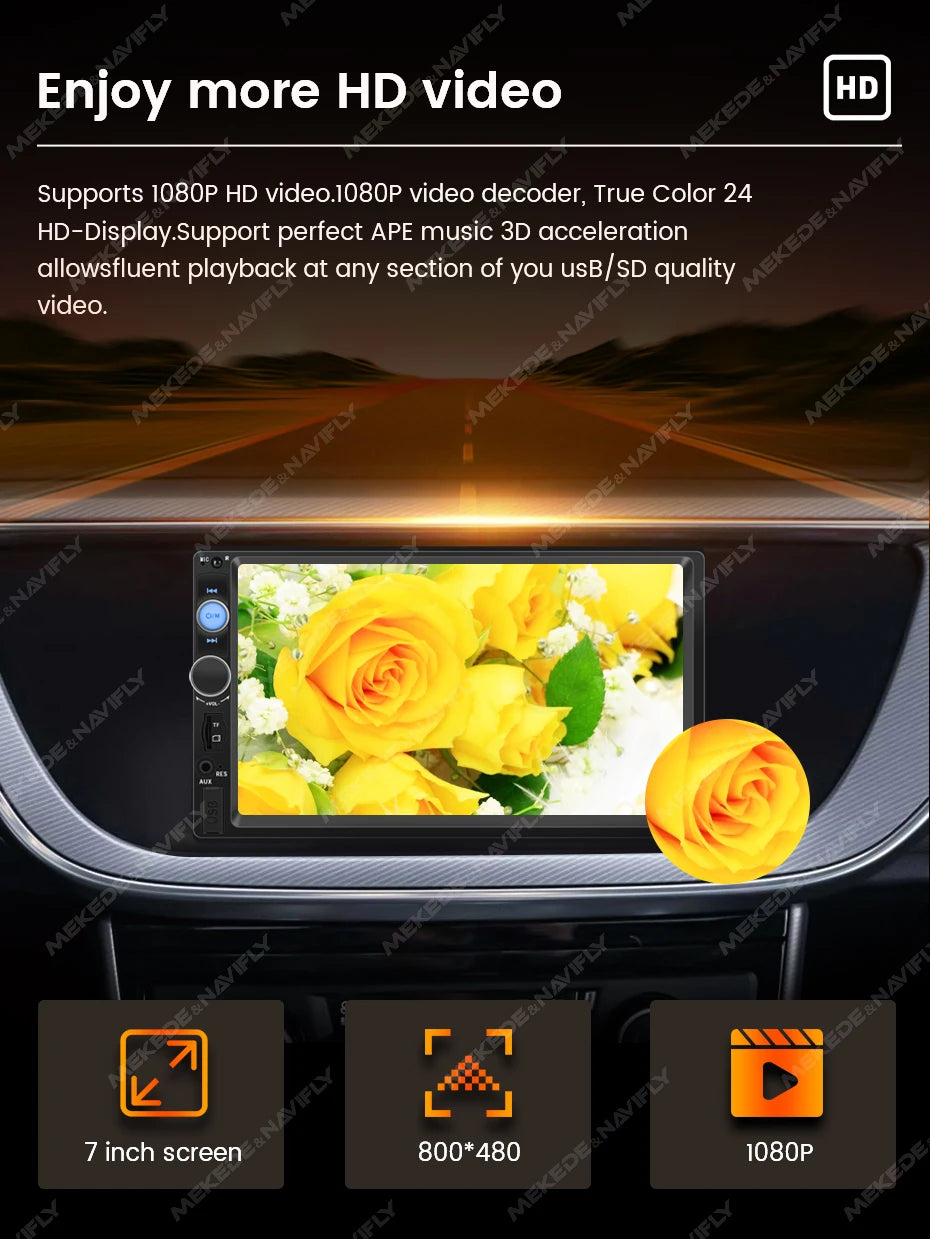 MEKEDE For Universal 2 Din Car Radio Autoradio Multimedia Player 2DIN Auto Audio 7inch HD Touch Screen MP5  USB BT TF Card
