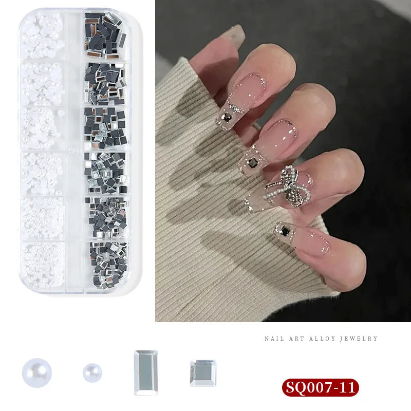 3D Nail Art Rhinestones Nail Decorations Gems Crystal Pearl Butterfly Half Beads Nail Art DIY Decoration Wholesale Mix Size