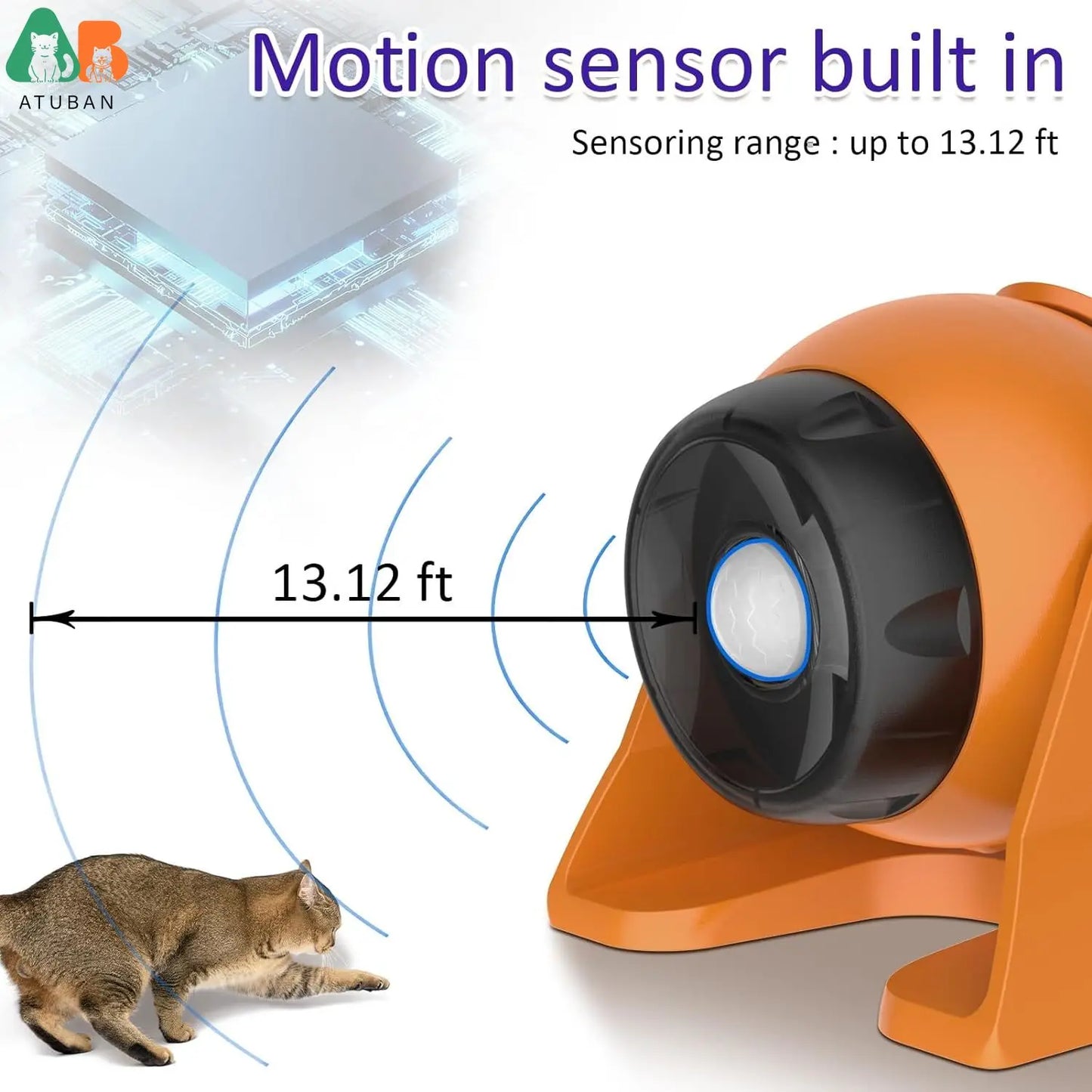ATUBAN Automatic Cat Laser Toys, Interactive Cat Toys Built-in Real Motion Sensor, Multi-Angle Adjustable Rechargeable Pet Toys