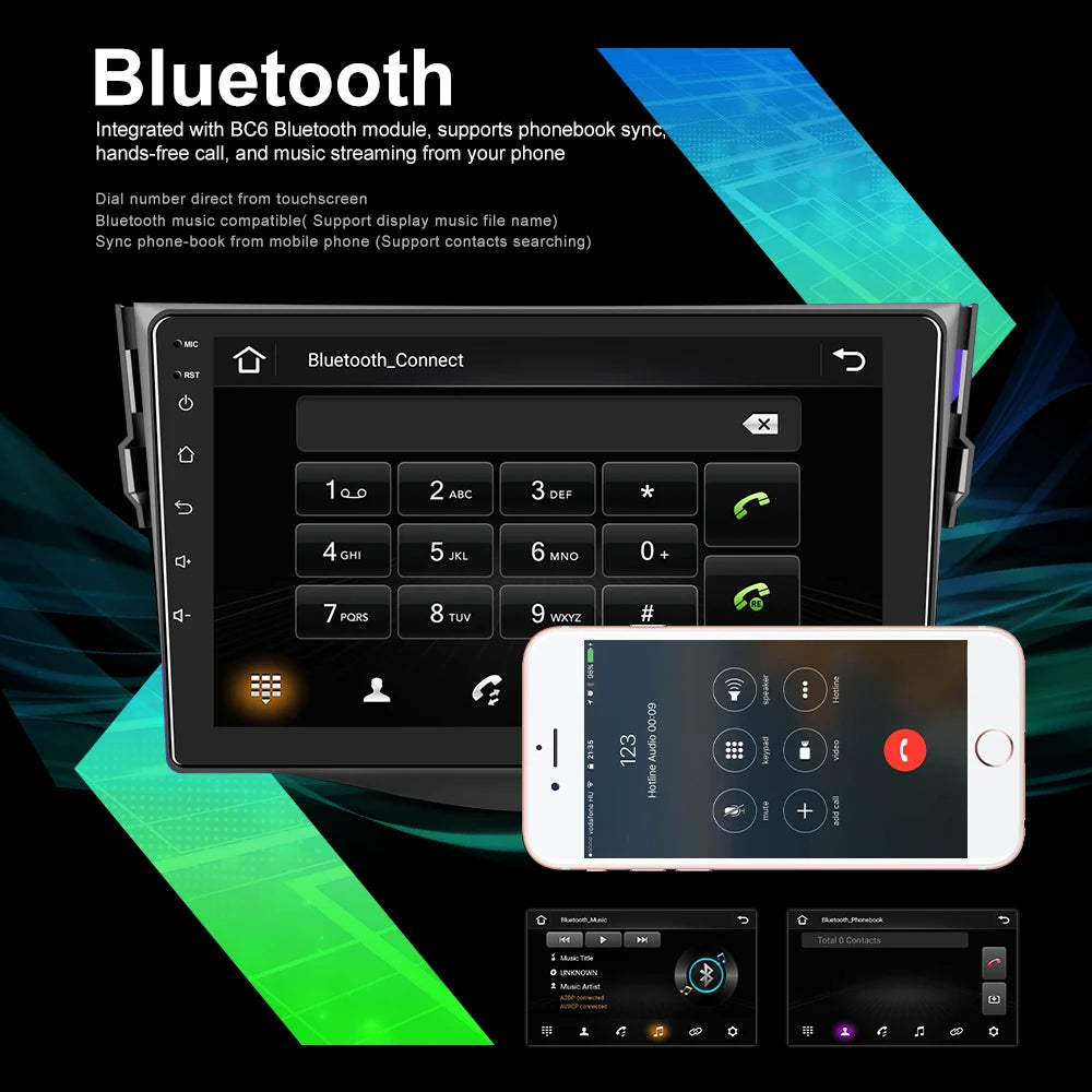 Android12 Car Radio Auto 8 Core 4+64G Din 9"/10" Universal QLED In-Dash GPS Navigation with Wireless CarPlay Reverse Camera AHD