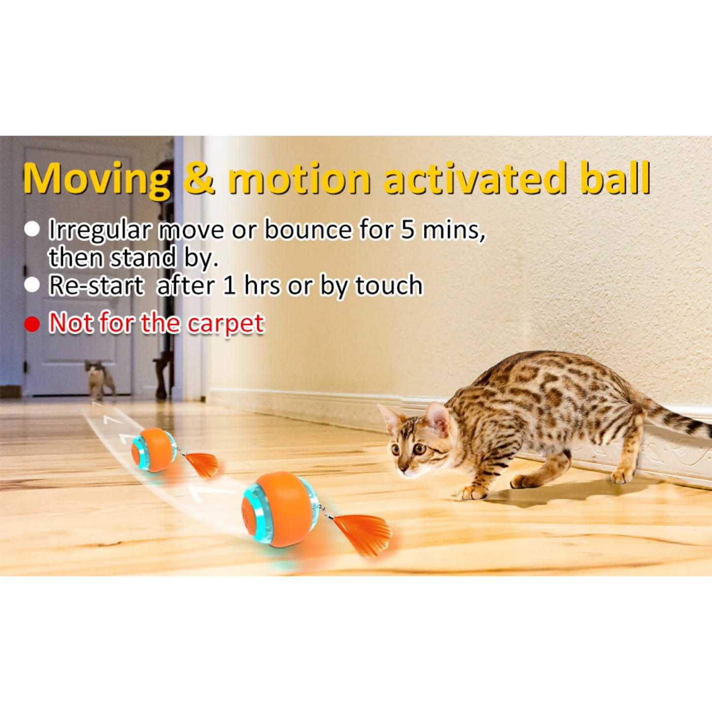 ATUBAN Moving Cat Toy Ball,Motion Activated Cat Toy for Indoor Cat,Interactive Cat Ball,Smart Cat Toy for Exercise Entertainment