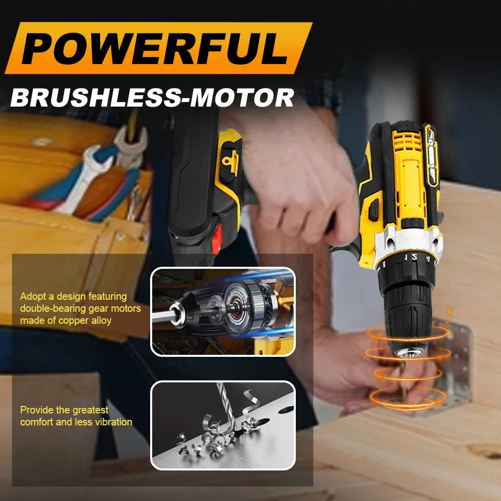24 in 1 Cordless Drill Set 21V Brushless Electric Drill with Drill Bits Power Drill 25+1 Clutch Electric Power Drill Power Tool