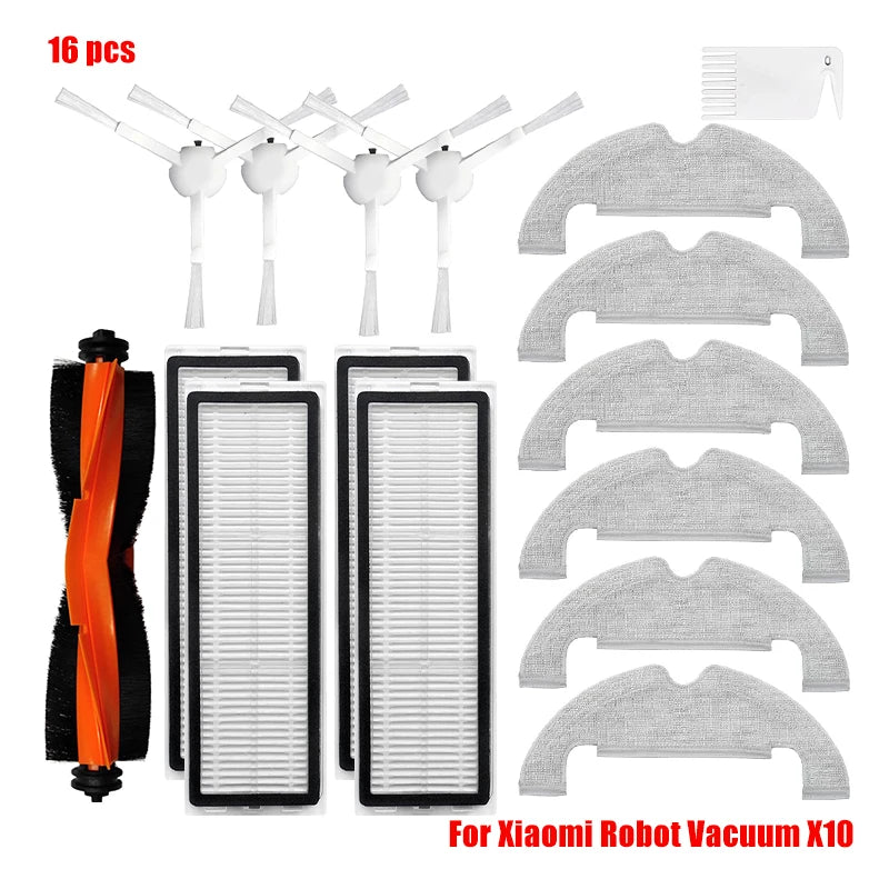 For Xiaomi Robot Vacuum X10 Robot Vacuum Cleaner Parts Replacement Main Side Brush Hepa Filter Mop Cloth Dust Bag Accessories