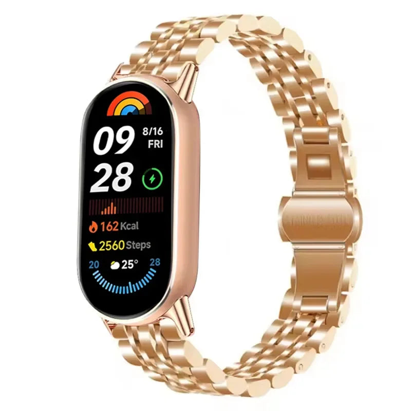 Metal Strap for Xiaomi Mi Band 10 9 8 Smartwatch Stainless Steel Comfortable Band for Miband 10 9 8 Replacement Bracelet Correa