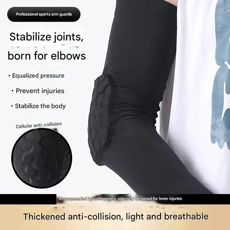 1pcs Honeycomb Anti-collision Arm Guard Fitness Running Training Basketball Guard Equipped With Breathable Sports Elbow Guard