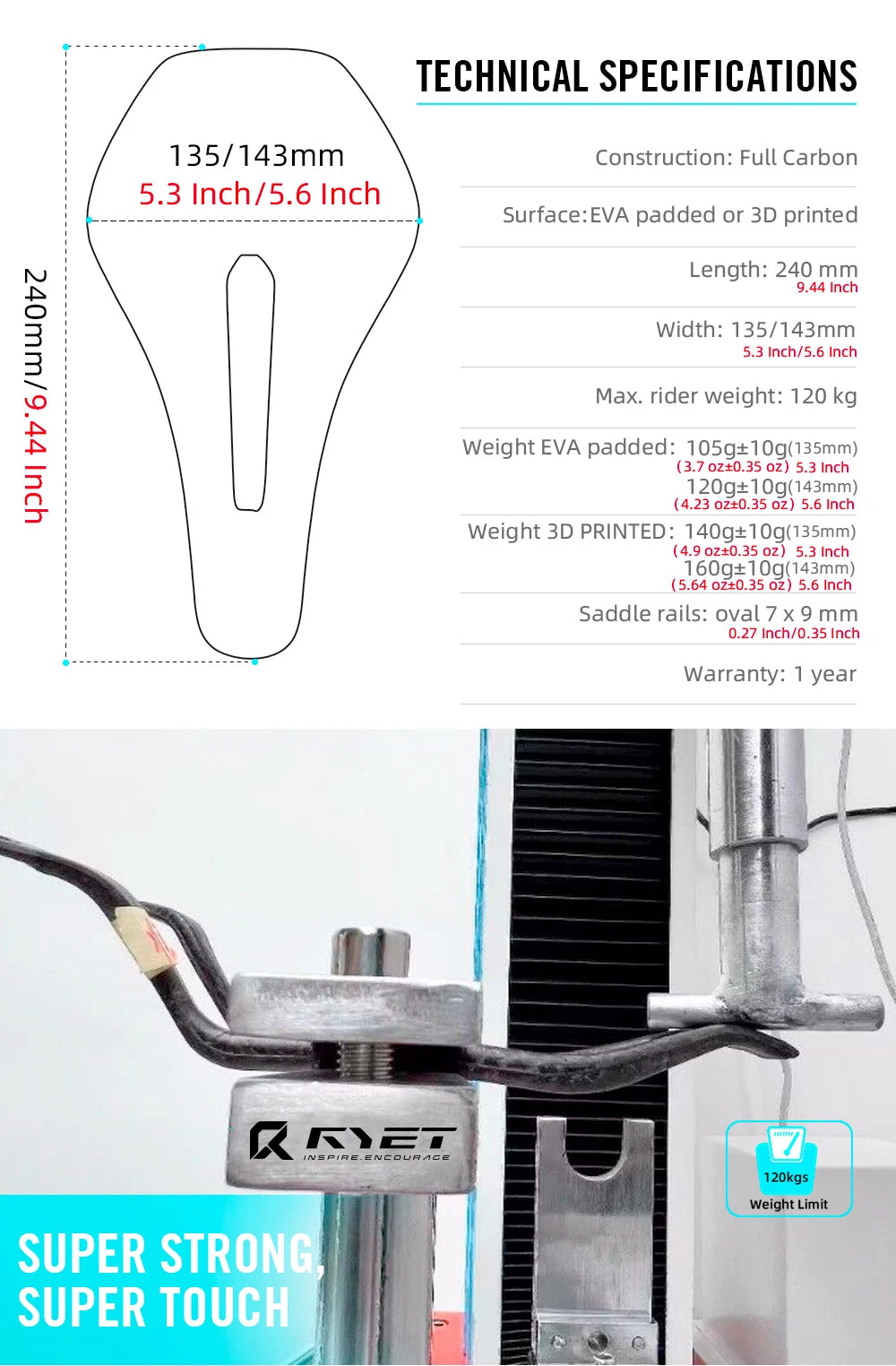 RYET 3D Printed Bicycle Saddle Ultralight Carbon Saddle 135/143mm 105g Bike Saddle for MTB Gravel Road Bike Seat Cycling Parts