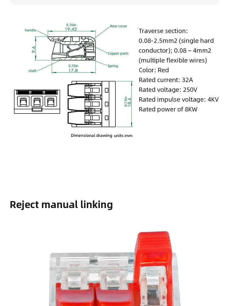 30 Pcs 32A Wire Connectors Compact Splice Connectors Quick Cable Connectors Light Terminal Connections