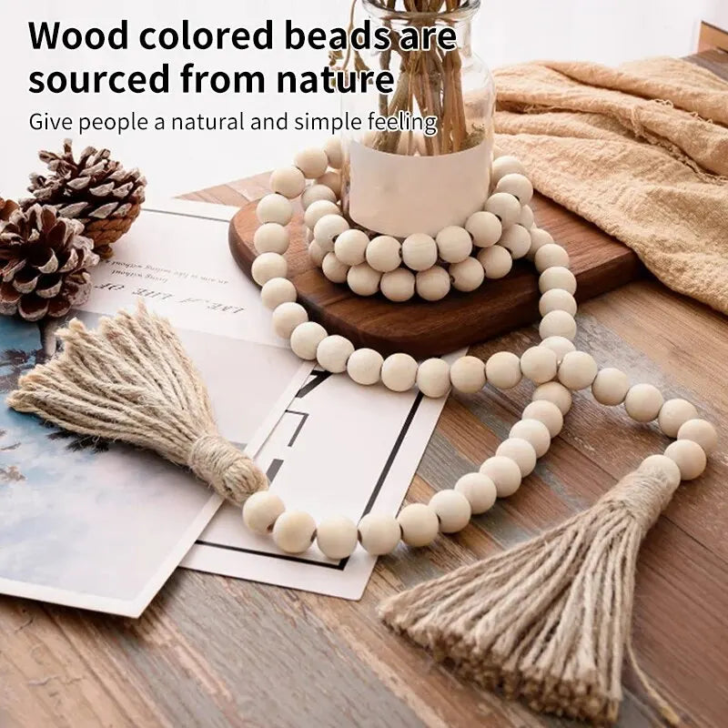 Decorative Bead Twine Tassel Strand, Log Colour Boho Decorative Wall Decor, Home Decor Craft Ornament, Gothic Style, for Prayer