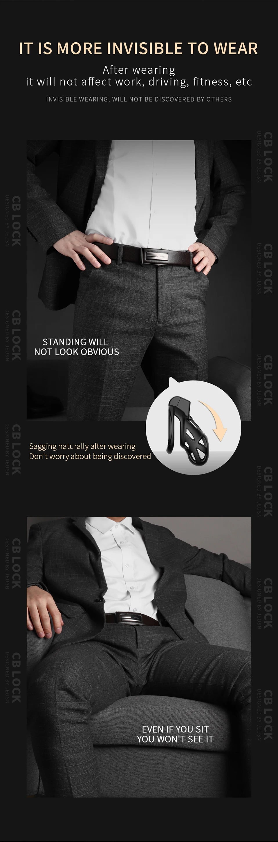 Jeusn Male Chastity Cage Sex Toys Discreet Sissy Femboy Chastity Cock Cage Device Penis Rings Male With 3 Size Men's Adult Goods