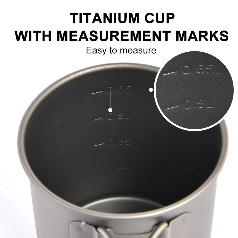 Widesea Camping Mug Titanium Cup Tourist Tableware Picnic Utensils Outdoor Kitchen Equipment Travel Cooking Set Cookware Hiking