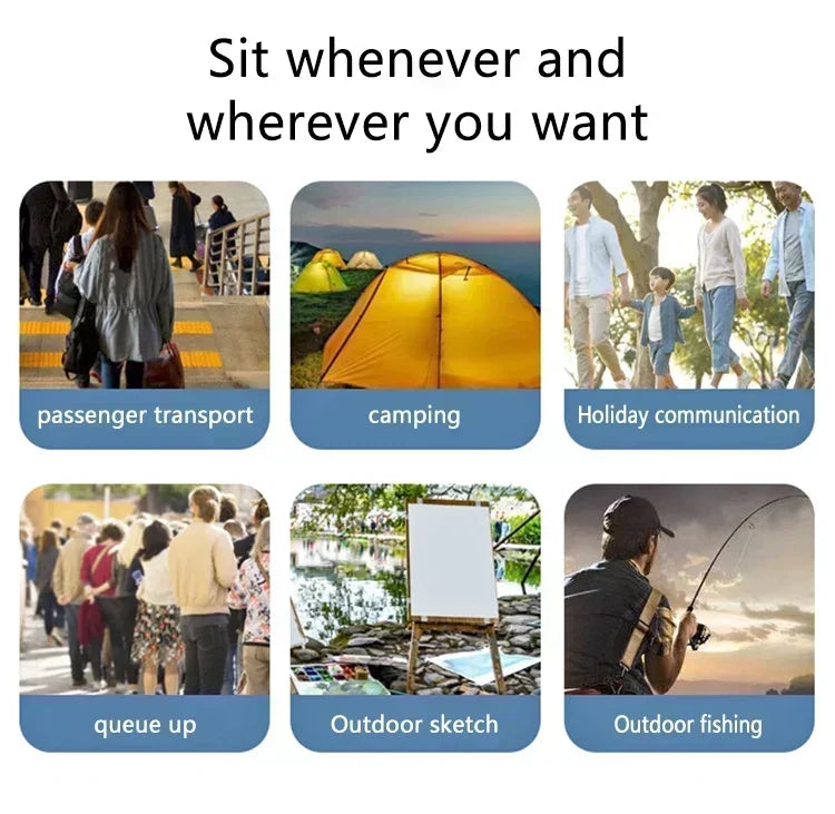 Folding Stool Heavy Duty Collapsible Telescoping Stool with Load Capacity 400lbs, Portable Retractable Stool for Camping Fishing