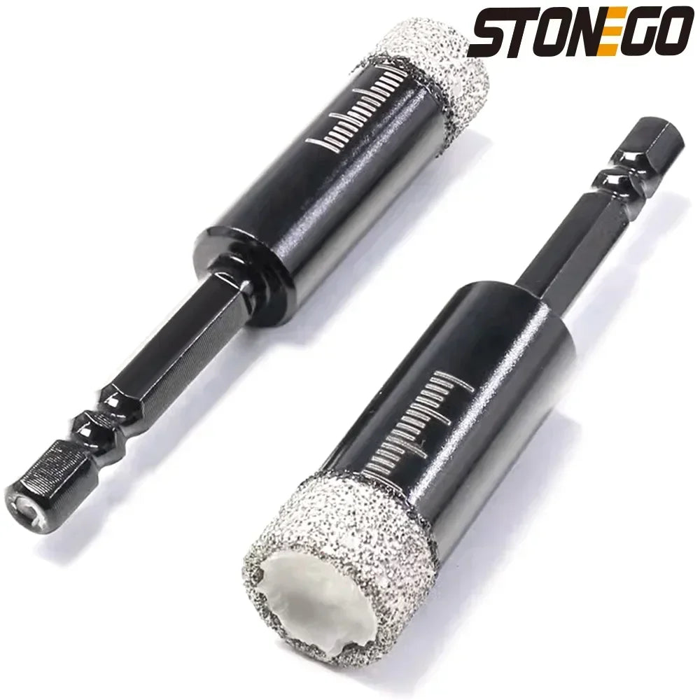 STONEGO 1PC Brazing Diamond Bit - Dry Drill for Tile, Marble, Granite, Cooled by Wax