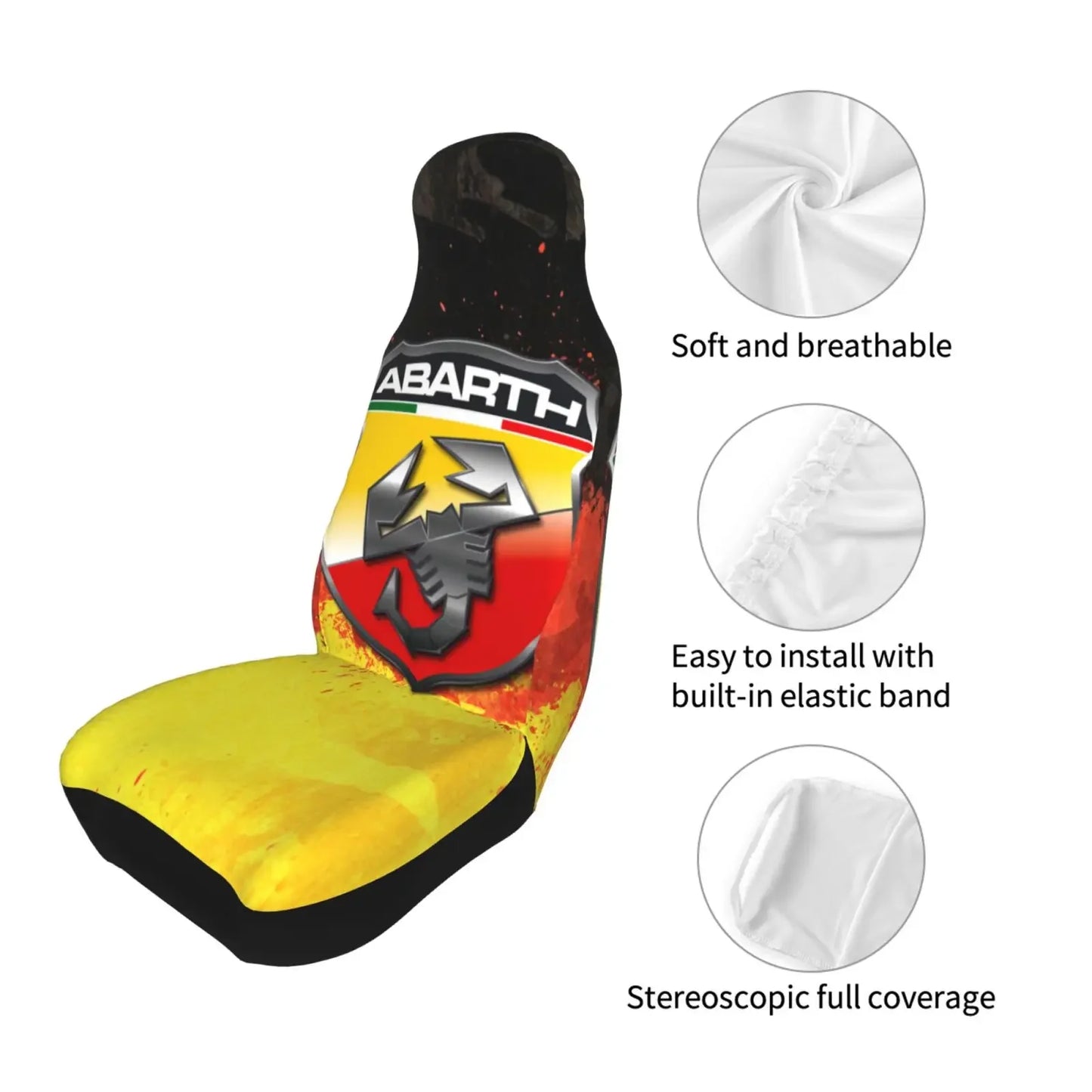 Custom Print Automobile Seat Cover German Flag Abarth Cool Logo Seat Covers for Cars Universal Fits Most Car Seat Covers