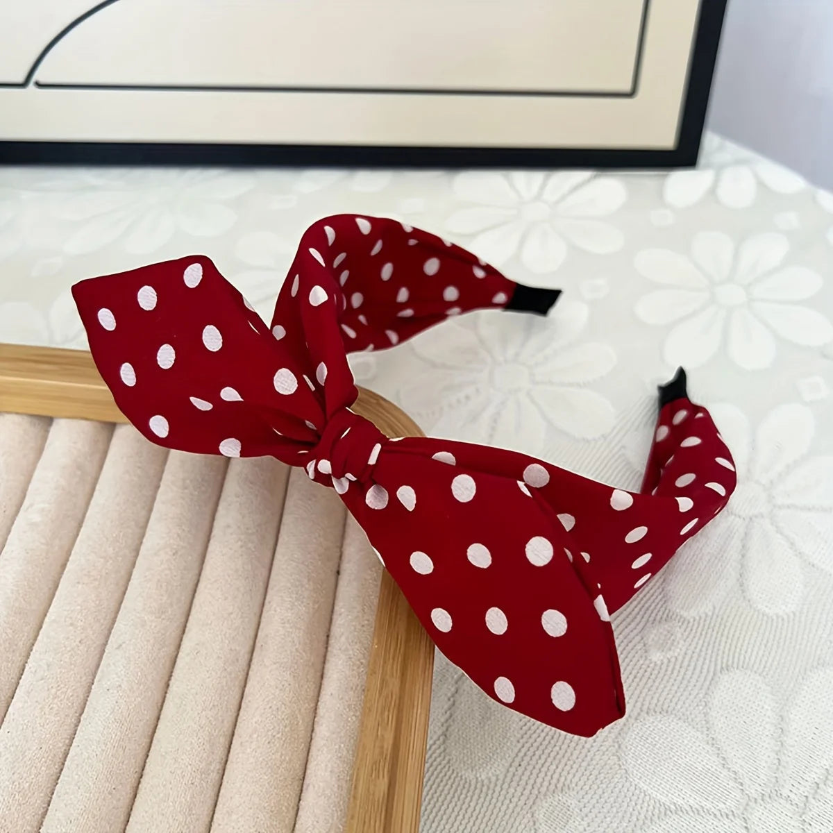 Wave Dot Rabbit Ear Bow fashionable Hair Hoop for Women's Dress up