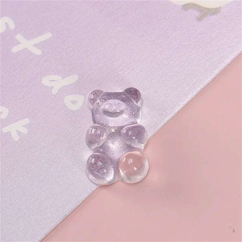 50pcs 3D Cartoon Jelly Bear Nail Art Resin Charms Rhinestones Kawaii Accessories Press on Nails Decorations DIY Supplies Parts