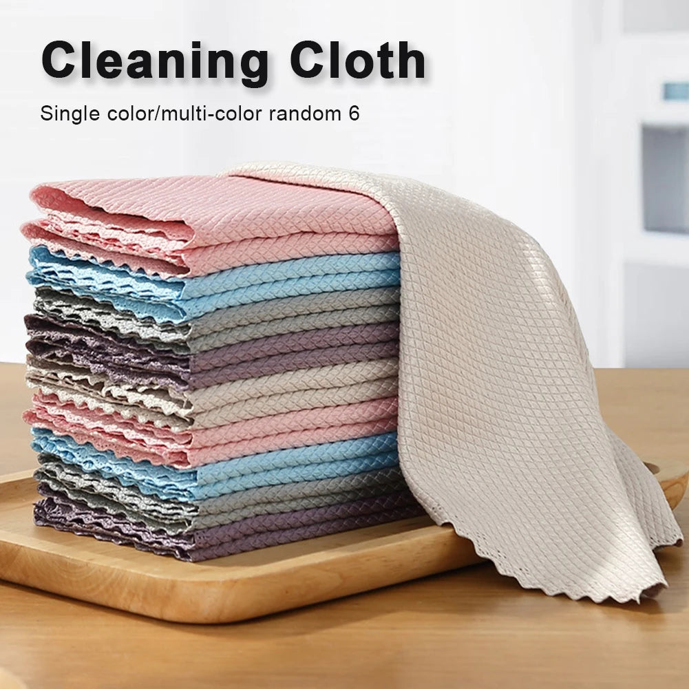 6 Pieces of Super Absorbent Strong Cleaning, Reusable Fine Fiber Cleaning Cloth, Windows,cars,kitchens,mirrors,no Trace Cleaning