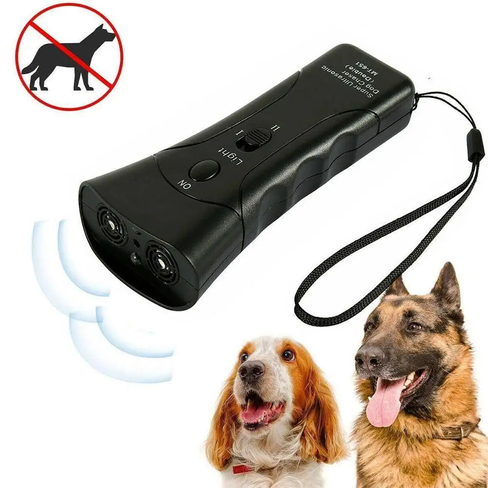 Ultrasonic Dog Chaser Stop Aggressive Animal Attacks Dog Repeller Stop Bark Device with LED Flashlight Pet Dog Training Tools
