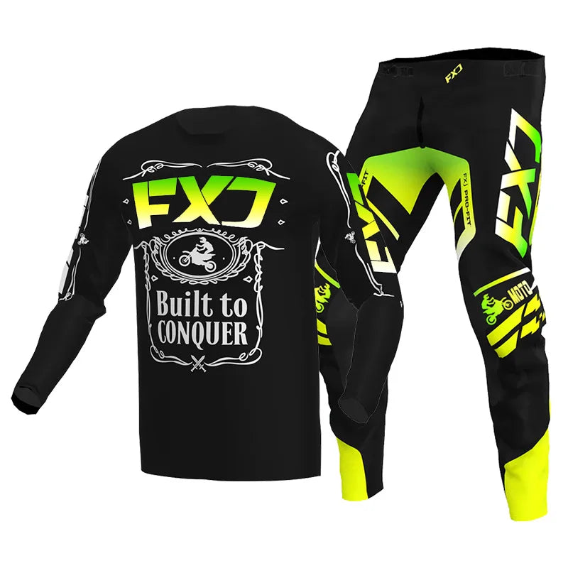 Motorcycle racing suit cross Mens Women'sMotocross Jersey Pant Kits Enduro MX MTB Off-road green red black pink yellow blue