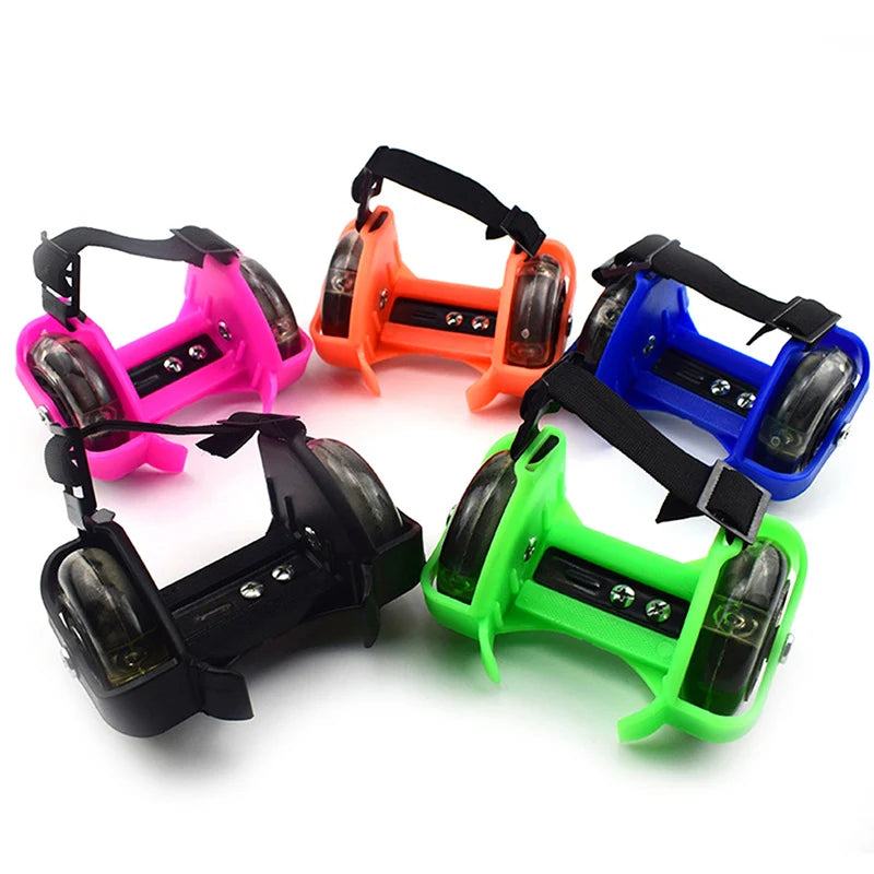 1 Pair Kids Children Outdoor Adjustable LED Flashing Wheel Heel Skate Rollers Adjustable Simply Durable for Outdoor Skating Shoe