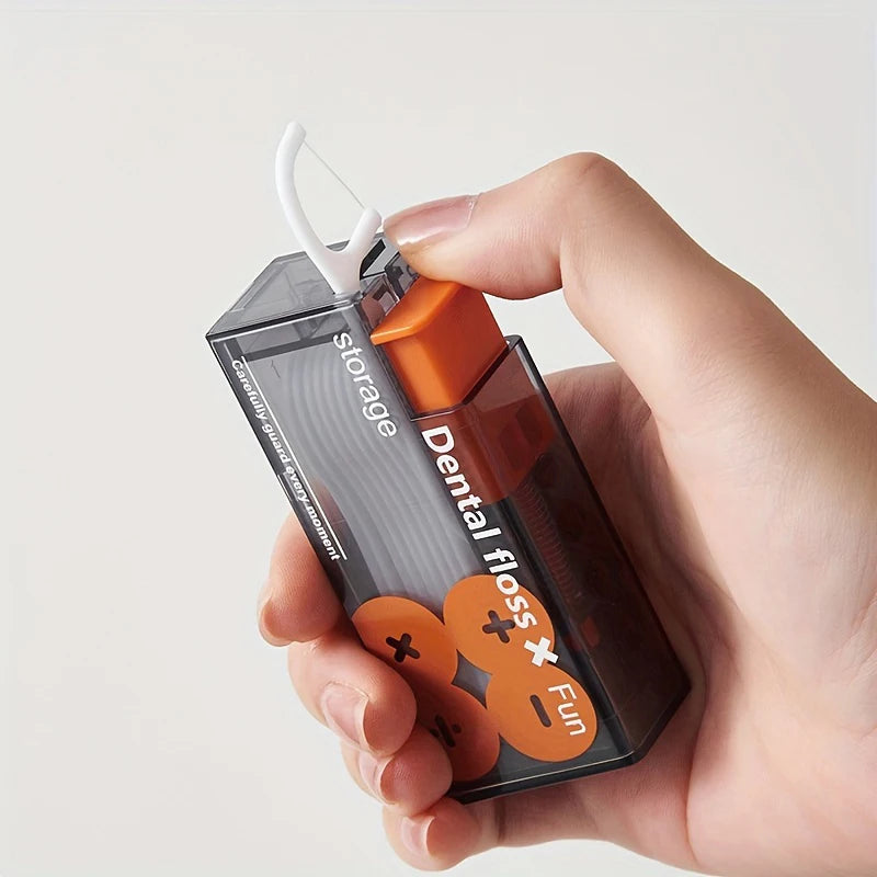 Mecha Wind Mirror Portable Floss Box Auto Pop Up 10pcs Mini Transparent Floss Stick Storage Box Oral Care Floss Organiser