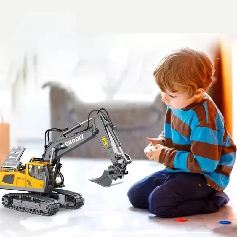2024 New 11CH RC Excavator 1:20 Remote Control Truck 2.4G RC Crawler Engineering Vehicle Excavator Truck Radio Control Toys Gift