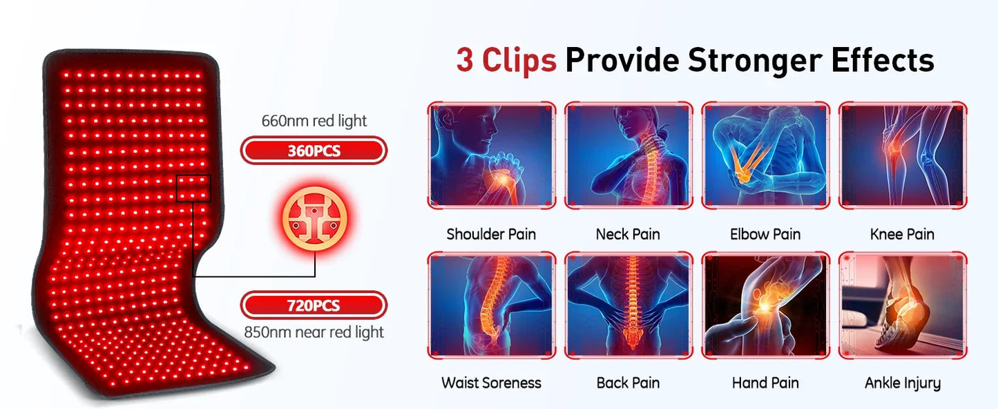 Updated Red Light Therapy Heating Pad Waist Back Shoulder Muscle Pain Relief Relax Infrared Light For Body Device Cushion 850nm