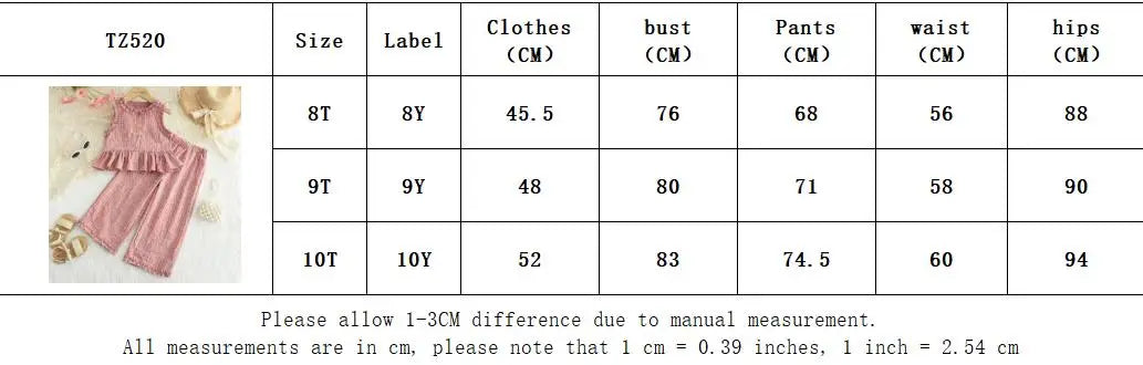 Pink Girl's Summer Two-piece Set with Single Breasted Sleeveless Top and Casual Pants, New Children's Sets Kids Clothes