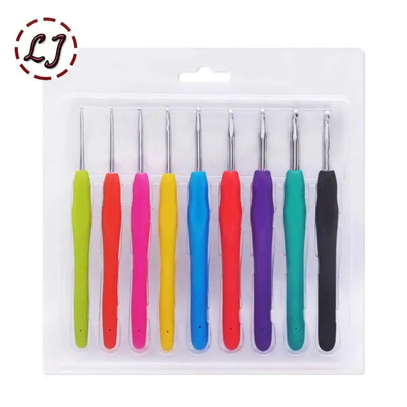 New Knitting Tool Sweater Needle TPR Soft Handle Aluminum Crochet Color Handle Sweater DIY Craft Scarf Sewing Needles Knitting