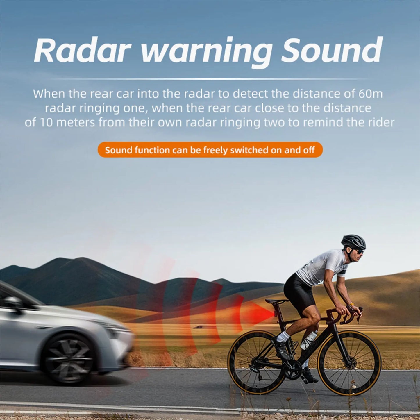 CYCLAMI Bicycle Intelligent Radar Taillight Bike Smart Brake Sensing Rear Lamp with Beeper Alarm Cycling Safety Tail Light RT02