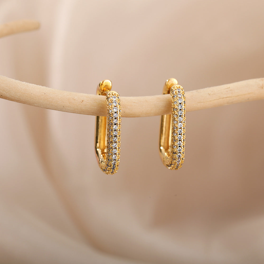 Square Circle Hoop Earrings For Women Luxury Stainless Steel Earrings rending Wedding Jewelry  aretes mujer