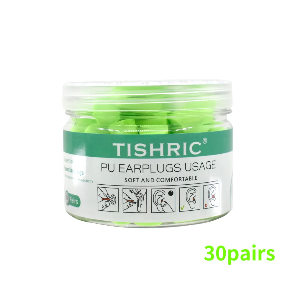 TISHRIC Earplugs Soft Sponge Ear Plugs Noise Reduction Sleeping Earplug  Travel Noise Reduction Rate 35.5db Sound Insulation
