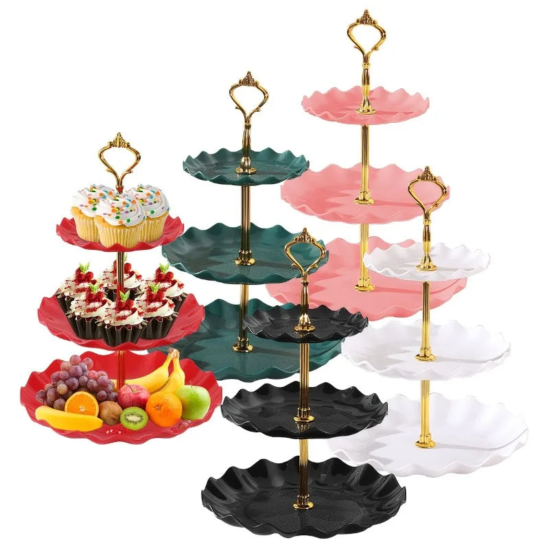 3-Tiered Dessert Stand with Scalloped Edge