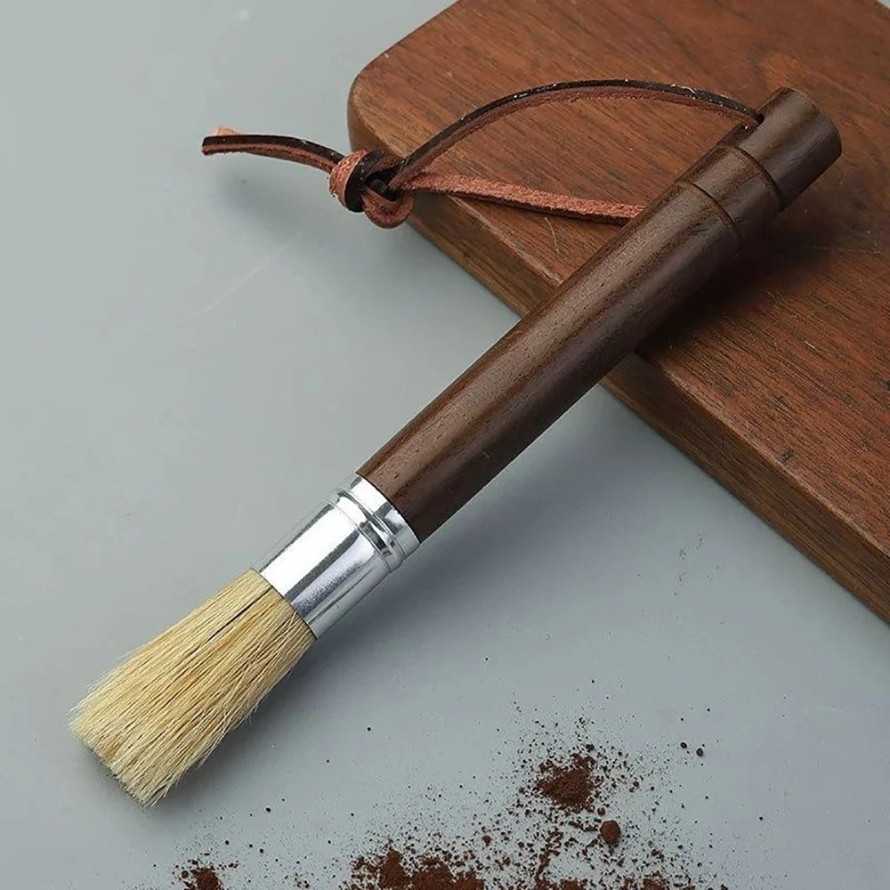 Bean Grinder Coffee Powder Cleaning Brush Ebony Beech Coffee Bar Pig Bristle Brush Cleaning Brush Strap Strap