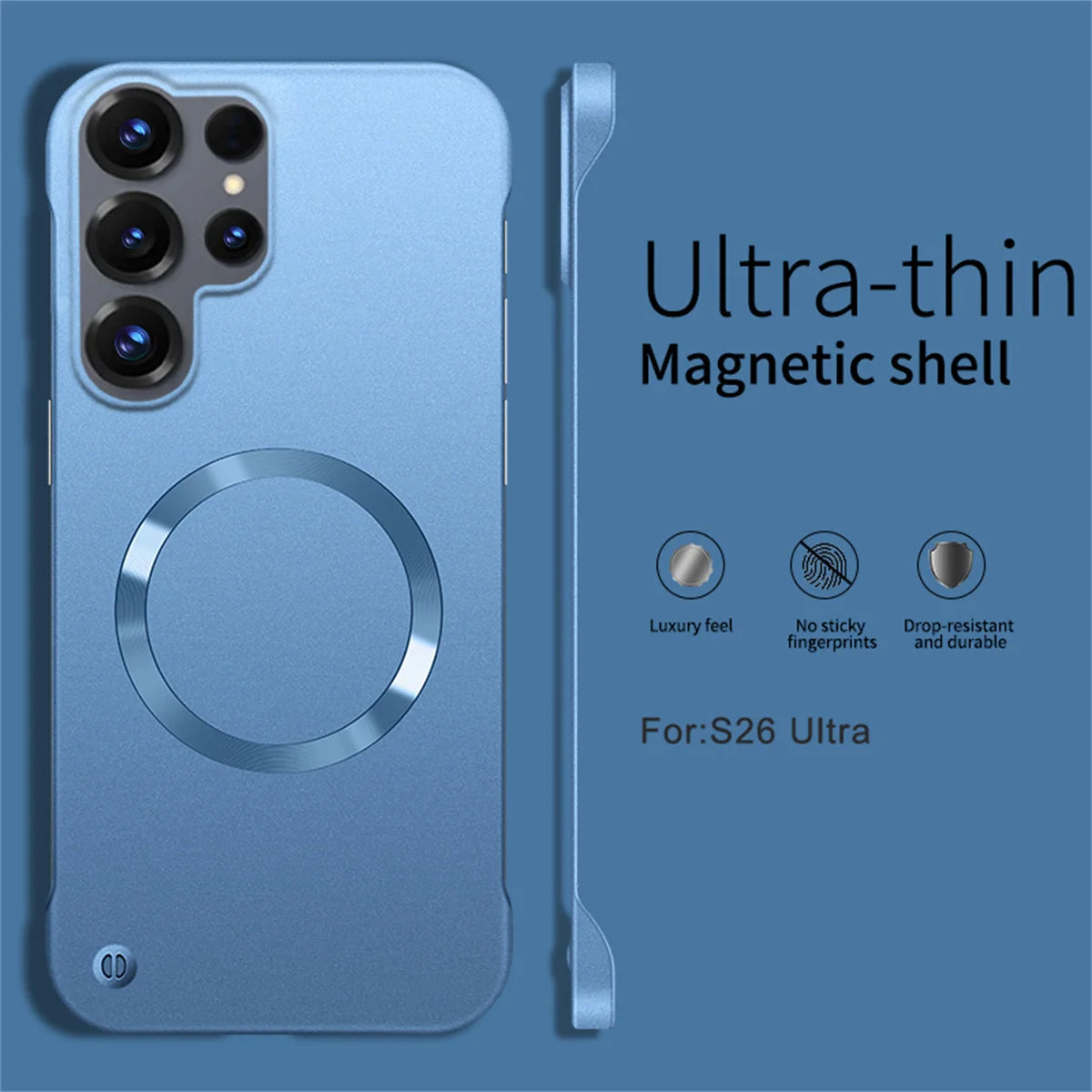 Ultra Thin PC Frameless Magnetic Phone Case for Samung S26 Ultra S25 Edge S24 FE S22 S23 Plus A56 A55 for Magsafe Matte Cover