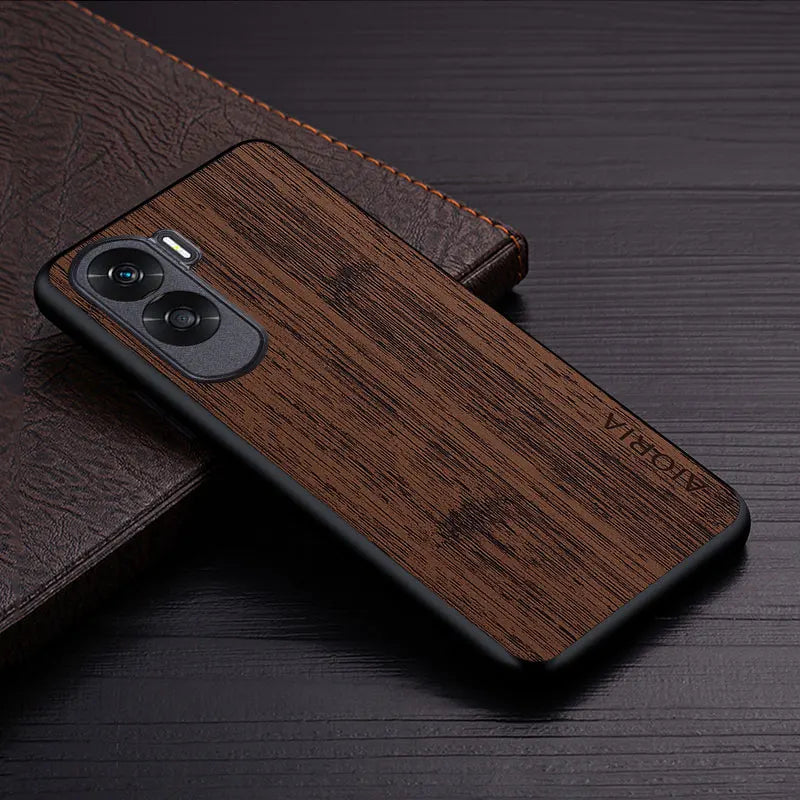 Case for Honor 90 90 Lite funda bamboo wood pattern Leather phone cover Luxury coque for Honor 90 Lite case capa