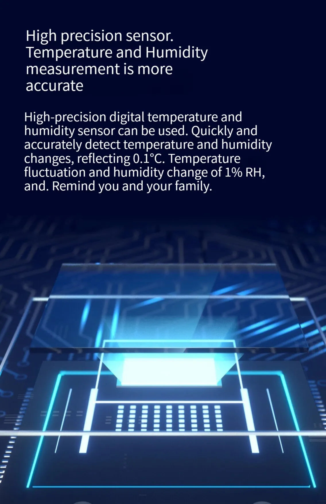 Humidity sensor, indoor thermometer, hygrometer, temperature and humidity monitor, with LCD display screen, displaying Celsius t