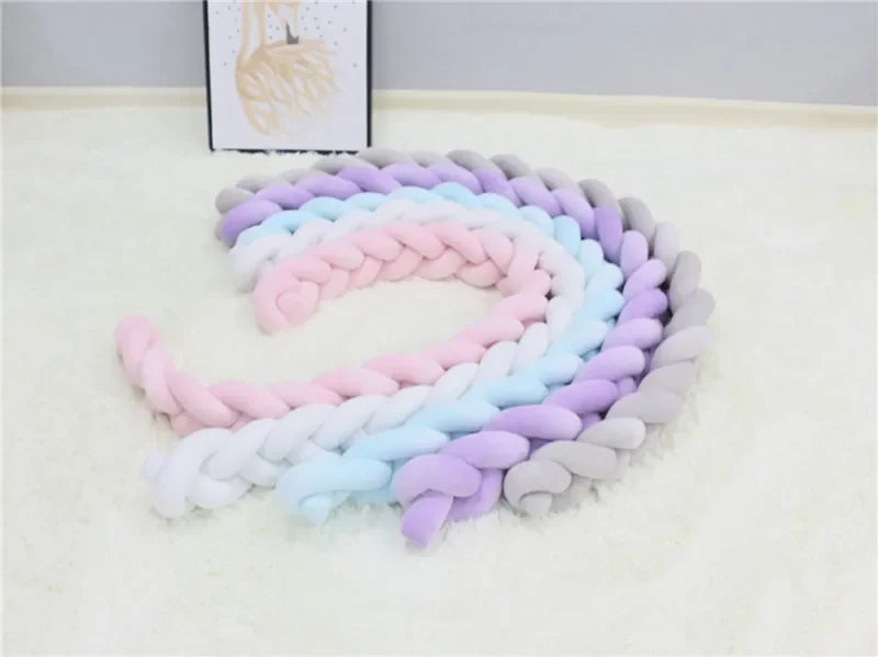 200CM Three-strand Bed Fence Anti-collision Rail Hand-woven Newborn Crib Safety Cushion