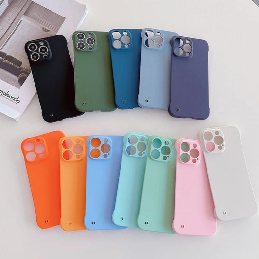 Ultra Thin Frameless Phone Case For iPhone 15 14 12 13 11 16 17 Pro Max 16 Plus Matte PC Hard Back Cover For iPhone 17 Air Cases
