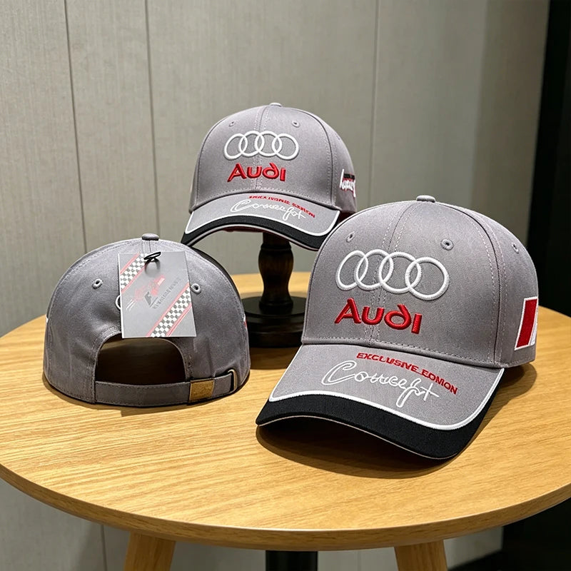 Car Embroidery Hat  For Audi SLine A4 B8 A3 A5 A6 C5 A1 A7 A8 Q5Q7 RS3 RS4 RS5 TT Outdoor Adjustable Casual Baseball Cap Sticker
