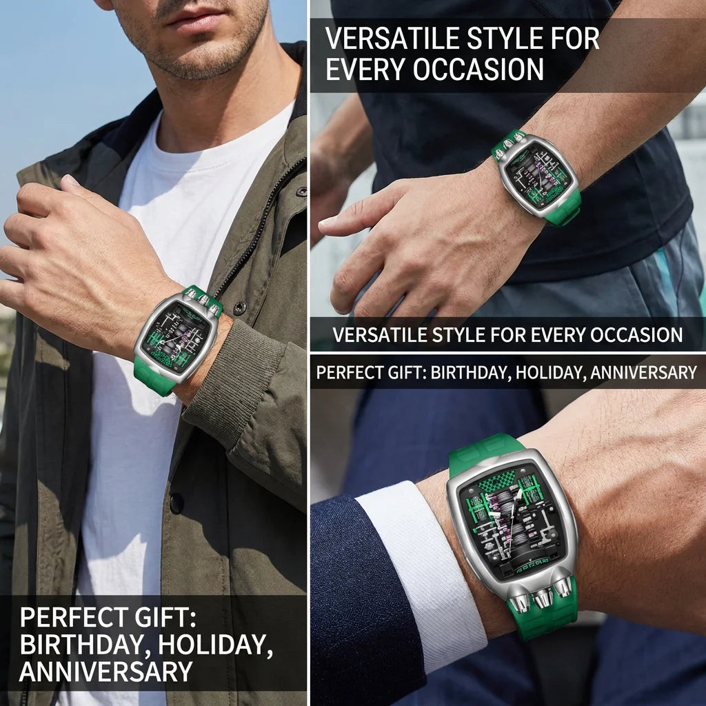 1pcs Men's black dial alloy strap vintage fashion tonneau sporty details Quartz Watch for business party holiday