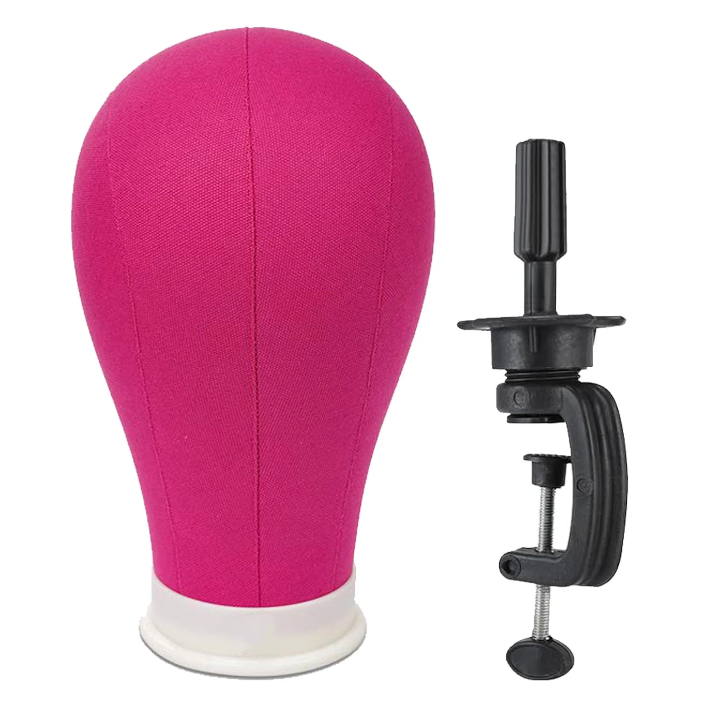 22 Inch Rose Red Mannequin Head With Stand Canvas Head Wig Model With Mount Hole For DlY Wig Making