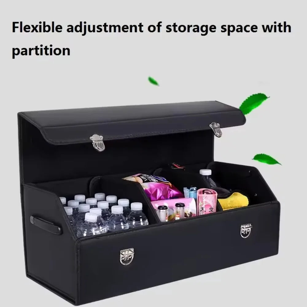 Car Trunk Storage Box Multipurpose Foldable Organizer with 3 Compartments  Extra Large Flexible Adjustment Car Seat Storage Bag