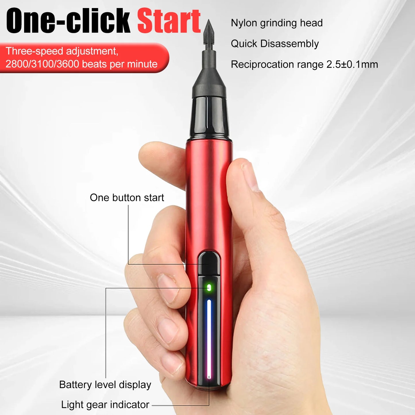 Electric Sanding Pen USB Rechargeable Mini Reciprocating Sander 3 Gears Adjustable Detail Sander for Grinding Polishing Surfaces