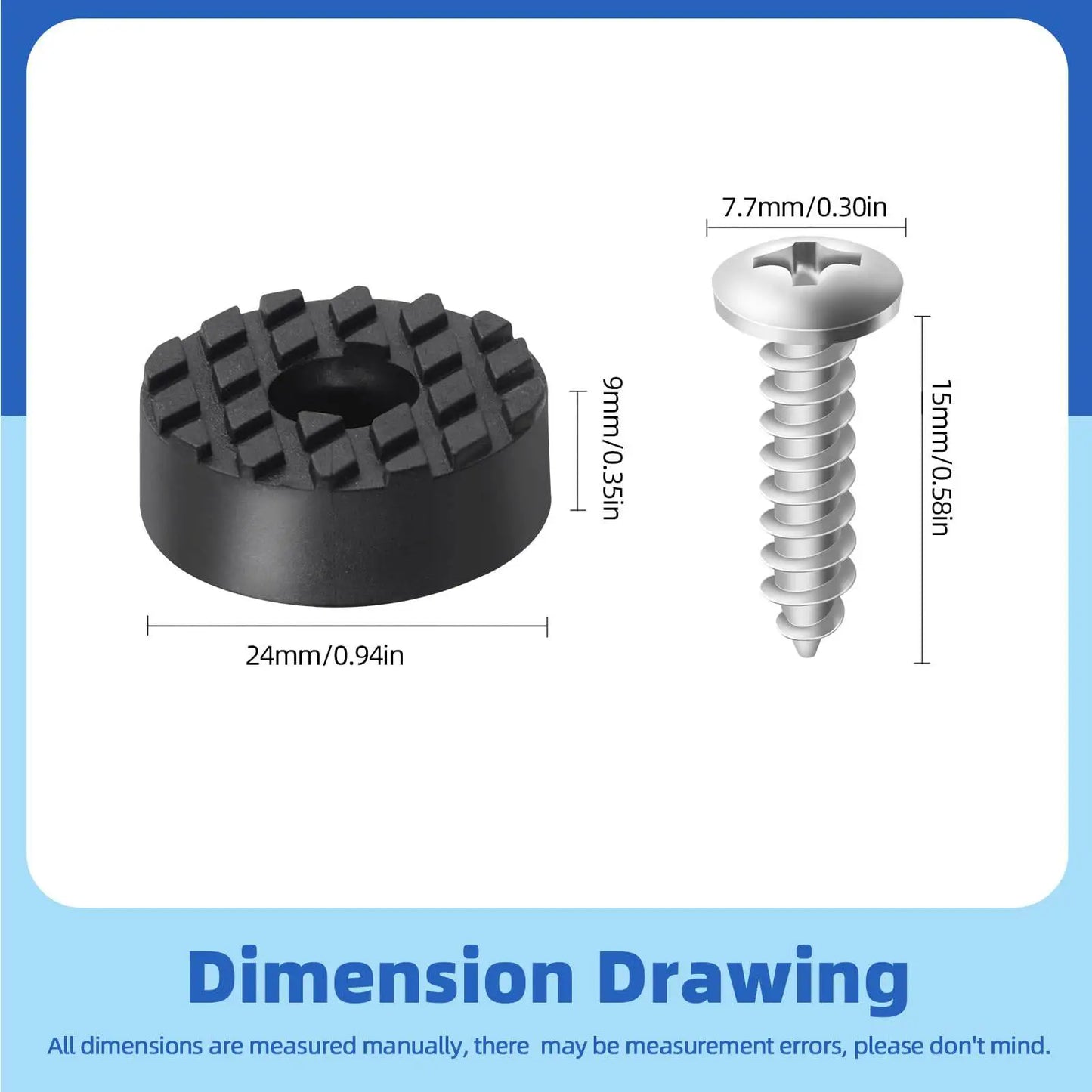 12pcs Round Rubber Feet 18/24/30MM Non-Slip Furniture Pads with Screws Black Floor Bumper Protector for Chair Leg Hardwood Floor