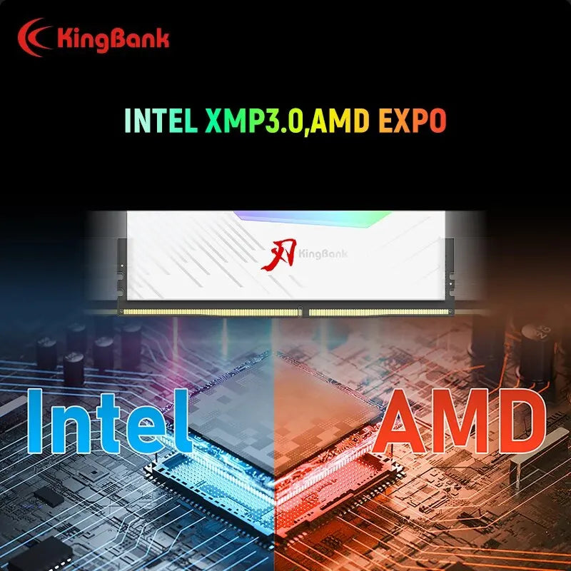 KingBank DDR5 RGB Memory Hynix A- Die/M-die Chip 16GB 32GB 6400MHz 6800MHz 1.4V CL32 AMD Intel CPU Motherboard Desktop Ram