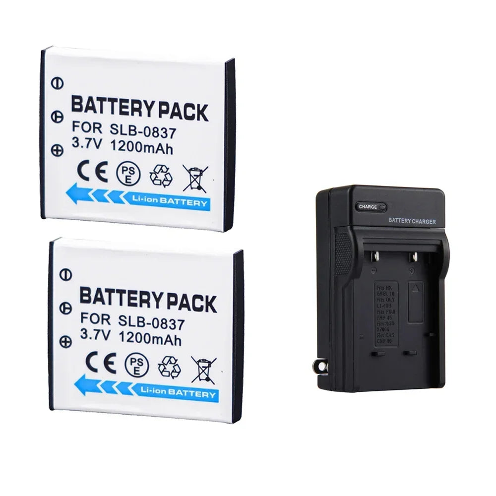 3.7V 1200mAH SLB 0837 SLB0837 SLB-0837 Camera Battery + USB Charger Suitable for Samsung Camera NV3 NV5 NV7 I5 I6 I50 I70 L73