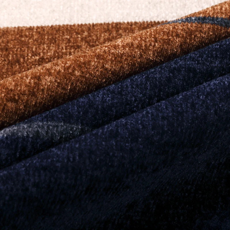 High Quality Men's Sweaters Fashion Knitting Pullover Striped Men's Autumn Winter Tops Round Neck Jerseys Fleece Bottom Shirts