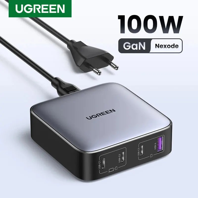 UGREEN 100W GaN Charger Desktop Laptop Fast Charger 4 in 1 Adapter For iPhone 14 13 12 Pro Max Phone Charger Xiaomi Samsung