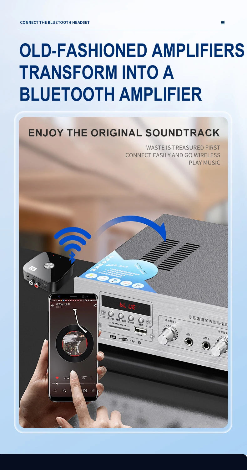 Bluetooth5.3 Wireless Adapter USB/RCA/3.5mmAUX Audio Receiver NFC Connection With Remote Control For Car Kit Speakers Headset