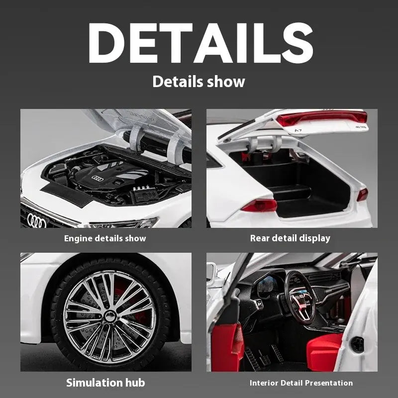 1:24 Audi A7 Alloy Car Model with Sound & Light Effects & Spring-back Action - Ideal for Kids & Collectors